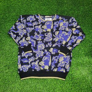 Vintage 90s Baroque Sweater Womens Large 22x28 Blue